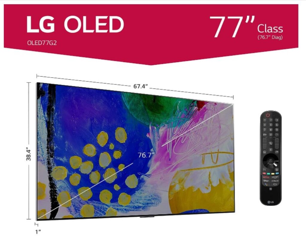 LG G2 Series 77-Inch Class OLED evo Gallery Edition Smart TV OLED77G2PUA